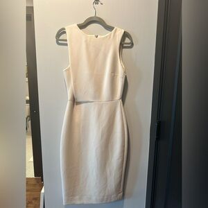 MANGO White fitted midi dress S